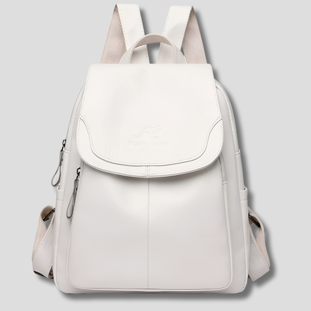 Anti-Theft Leather Backpack — Pure White