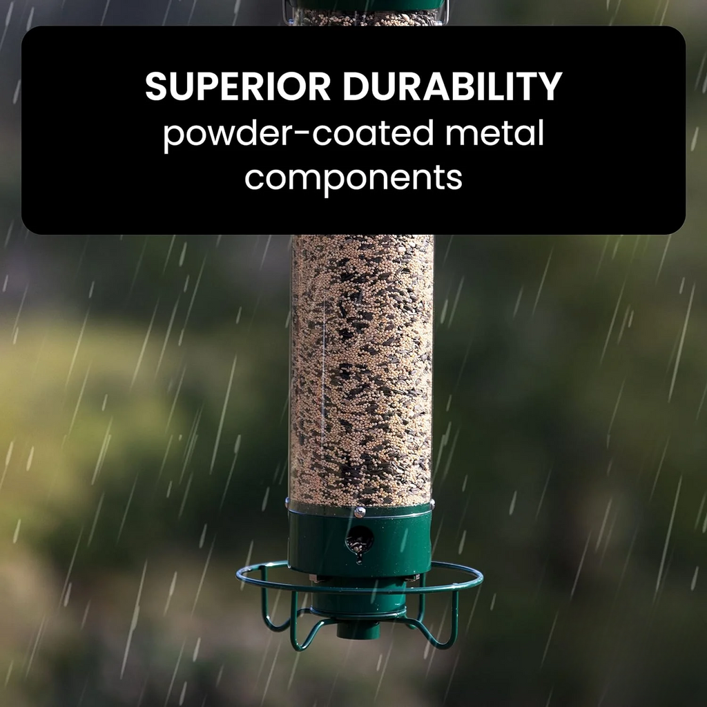 Squirrel-proof bird feeder detail