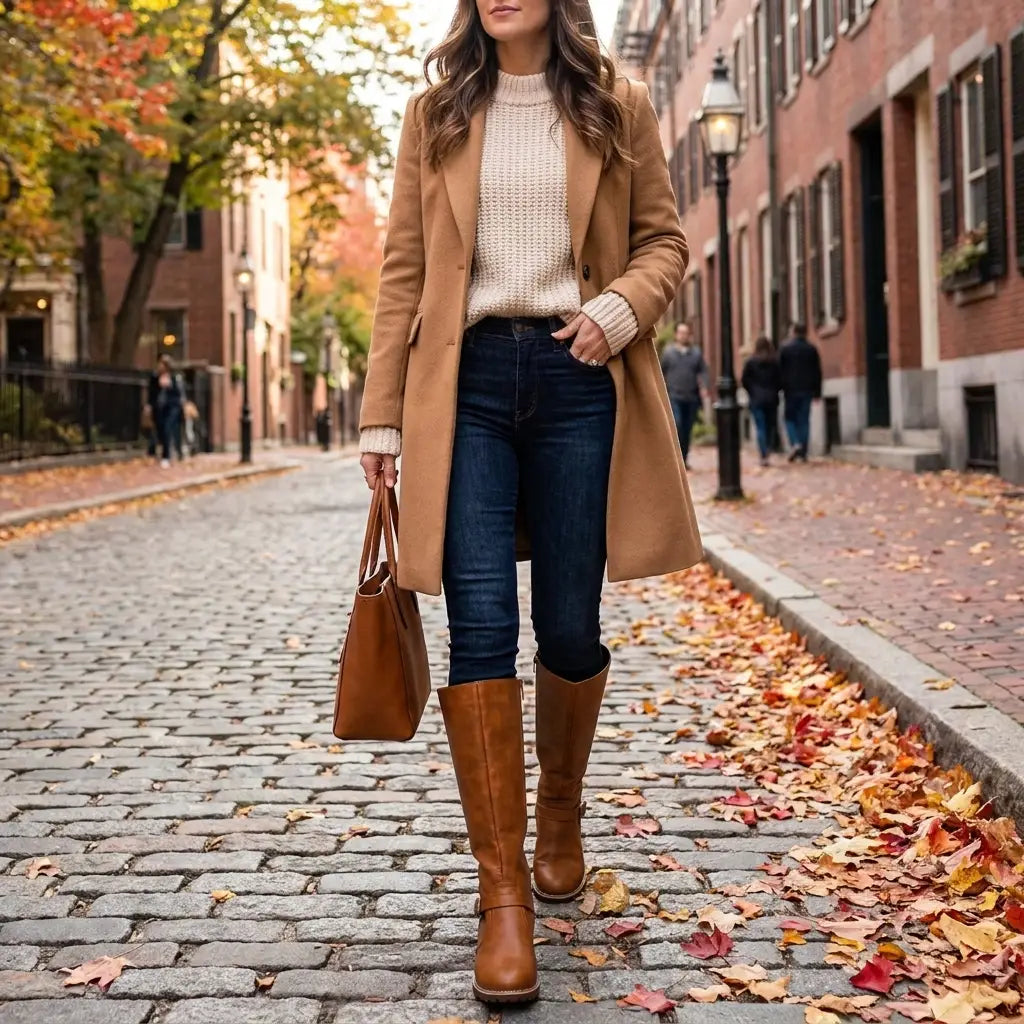 Women's boots styled outdoors