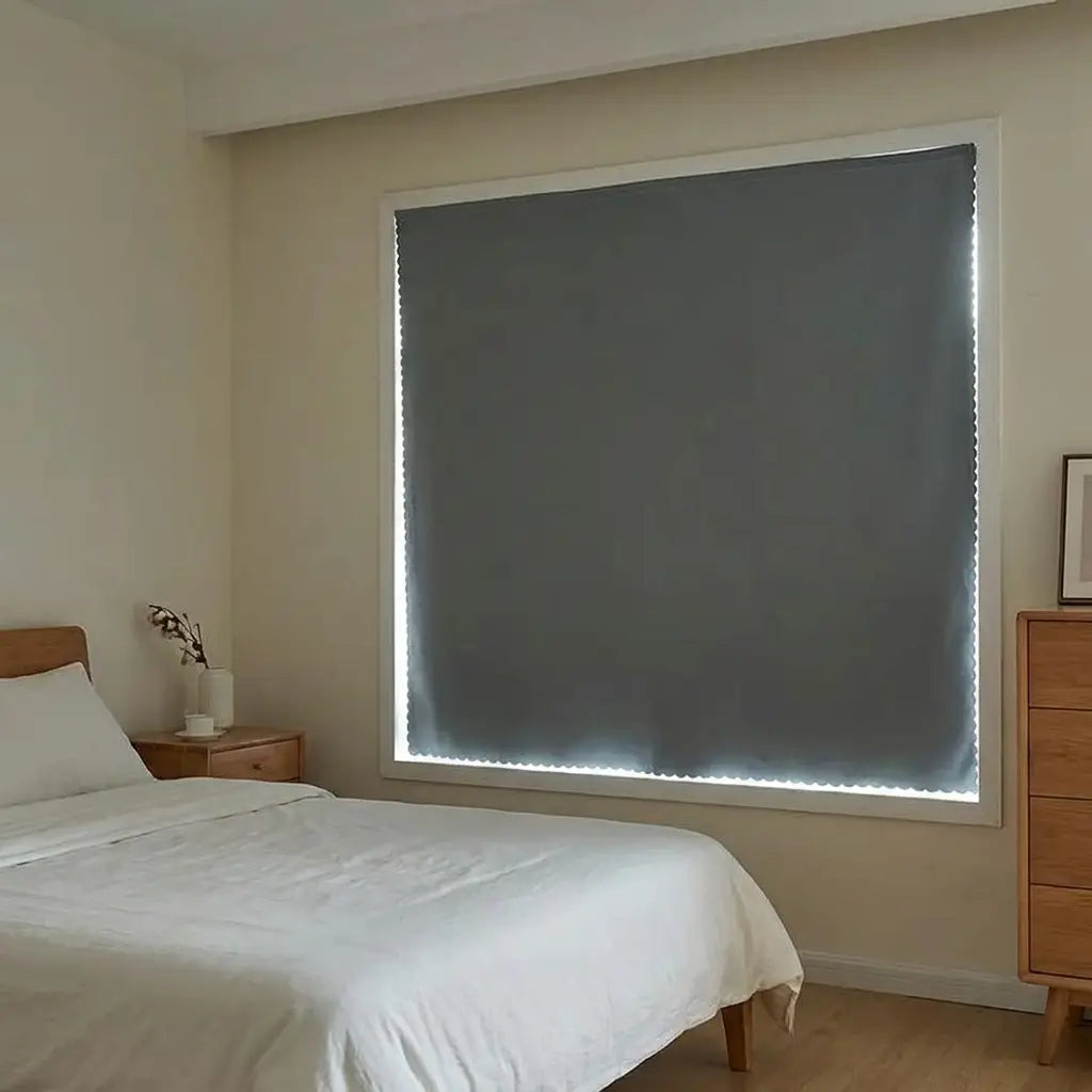 Portable blackout curtain over bedroom window