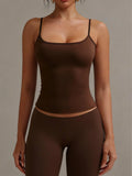 Brown backless spaghetti-strap camisole