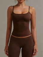 Brown backless spaghetti-strap camisole