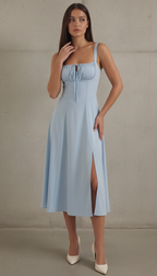 Jade Lace Up Midi Dress