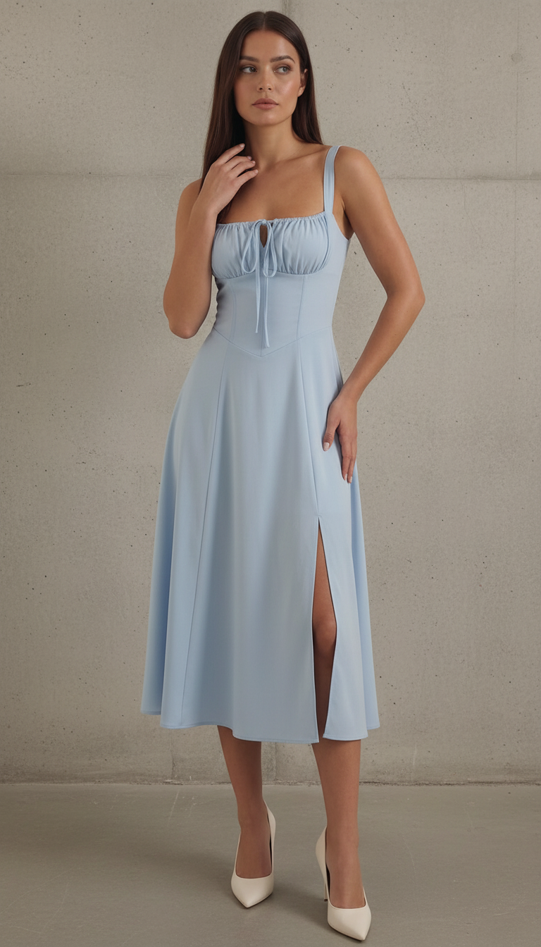 Jade Lace Up Midi Dress
