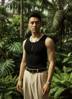 Men’s Classic Knitted Tank Top with Ribbed Crew Neck Design