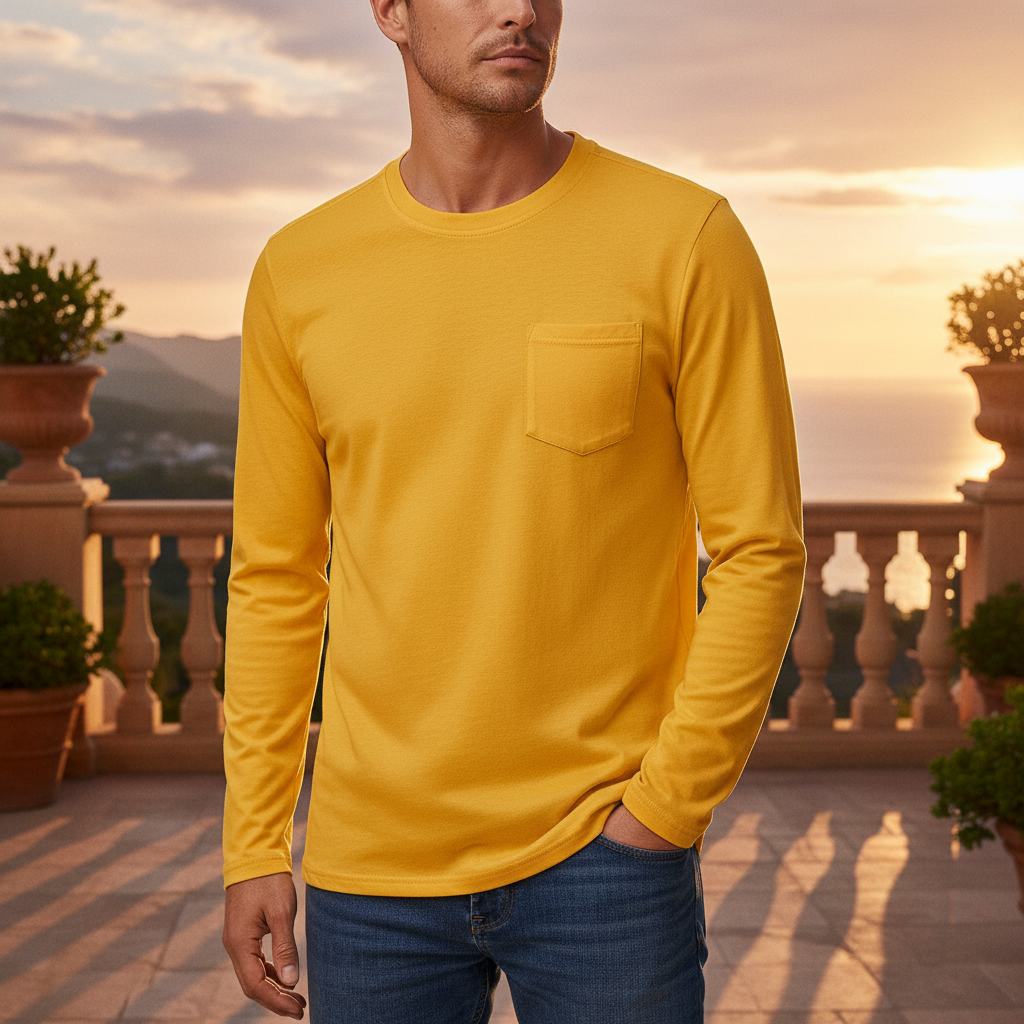 Men's Basic Long Sleeve Shirt Casual Lightweight T-Shirt
