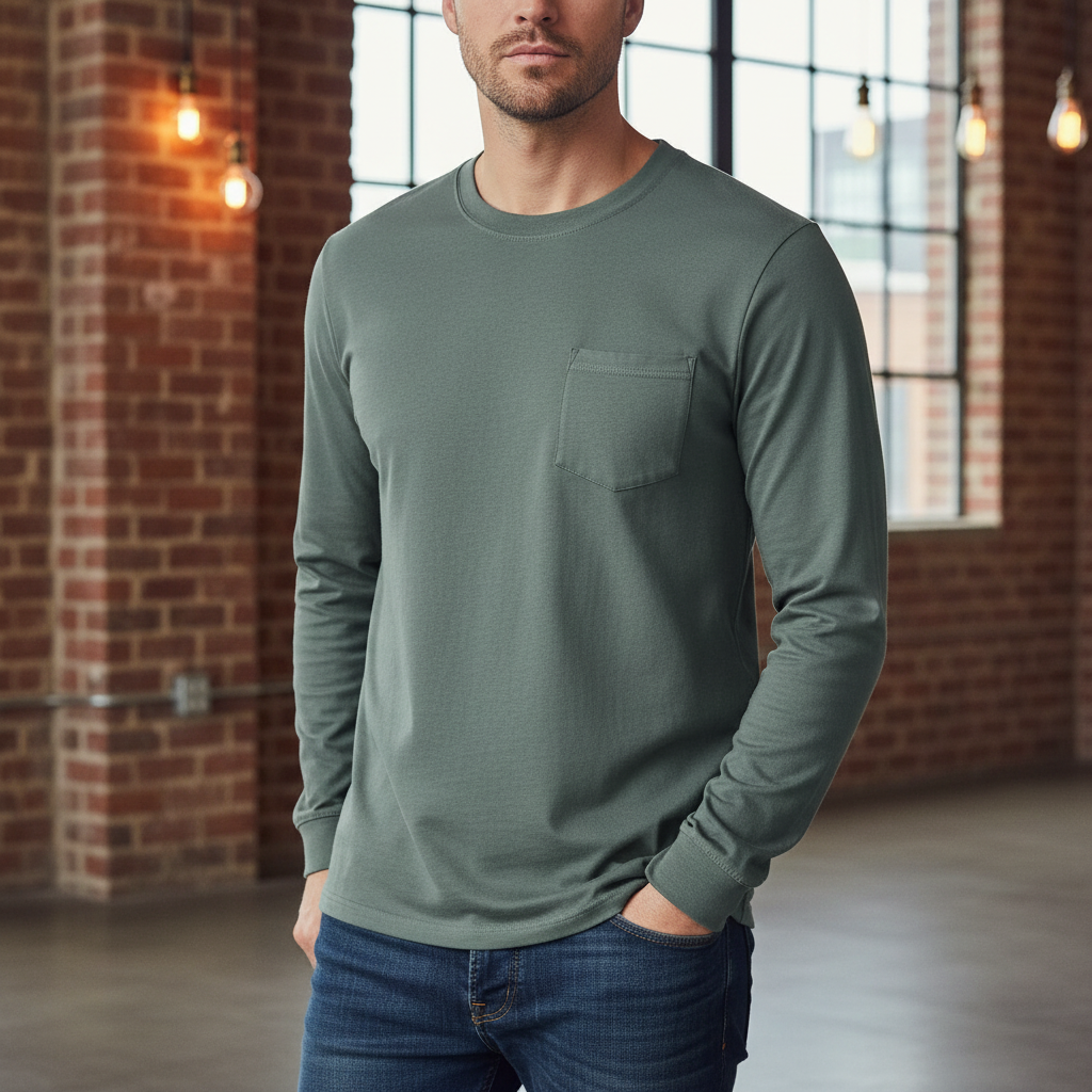 Men's Basic Long Sleeve Shirt Casual Lightweight T-Shirt
