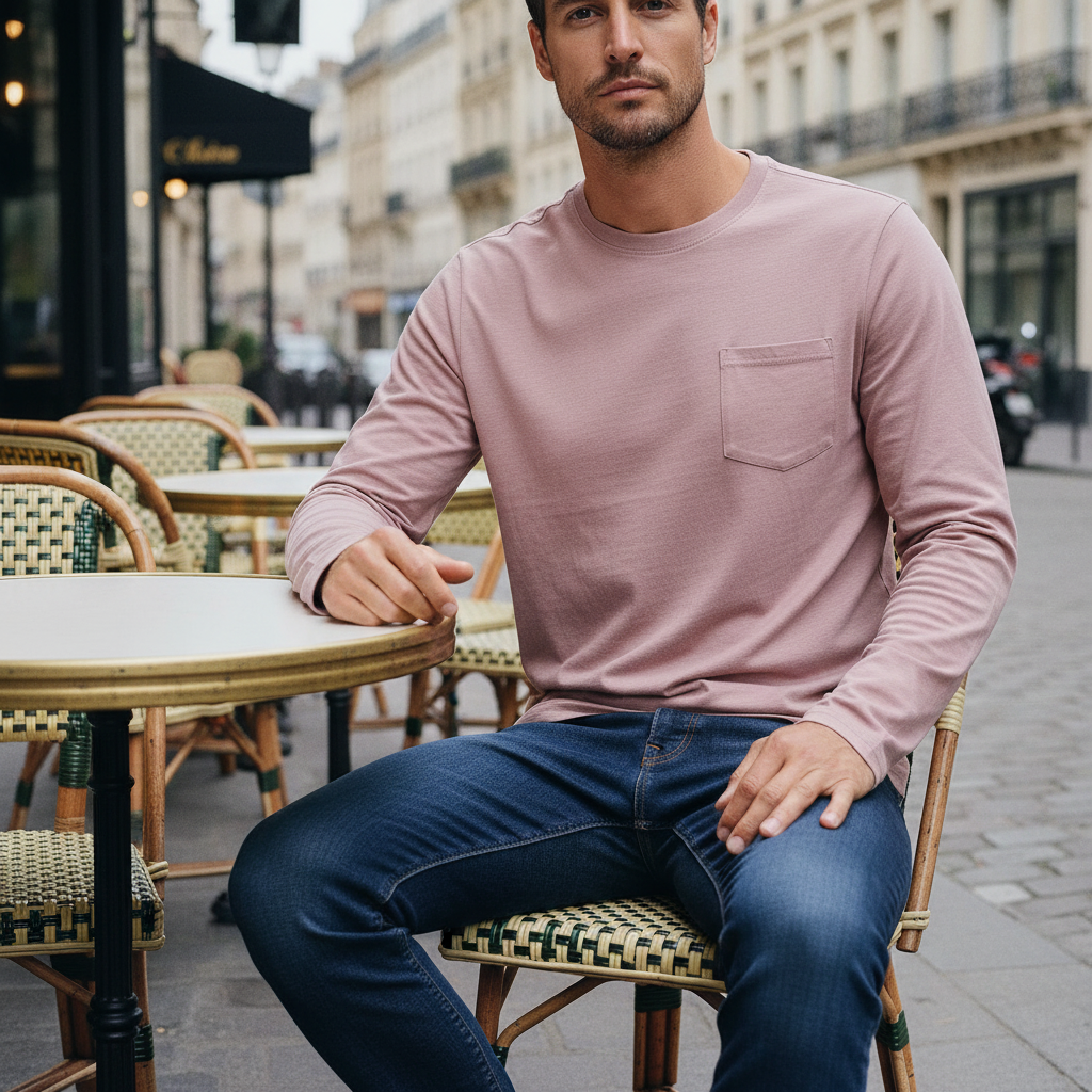 Men's Basic Long Sleeve Shirt Casual Lightweight T-Shirt
