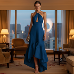 Adalia | Halter Neck Ruffle Hem Maxi Dress