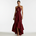 Adalia | Halter Neck Ruffle Hem Maxi Dress