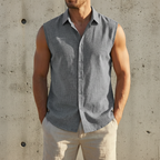 Tom - Solid-colored sleeveless summer shirt