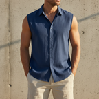 Tom - Solid-colored sleeveless summer shirt