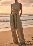 Wide-Leg & High-Neck Sleeveless Matching Set