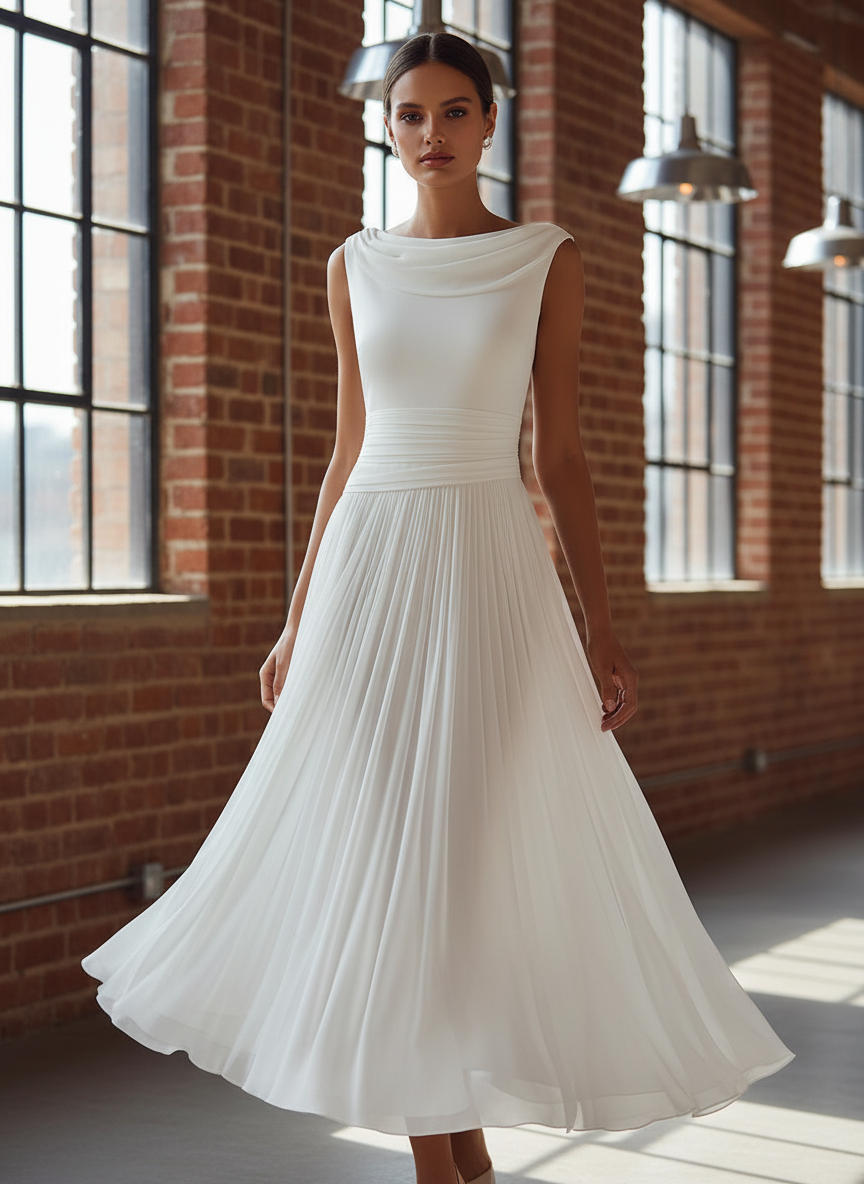 Isabelle | Women's Pleated Midi Dress