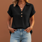 Breathable Linen V Neck Top