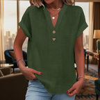 Breathable Linen V Neck Top