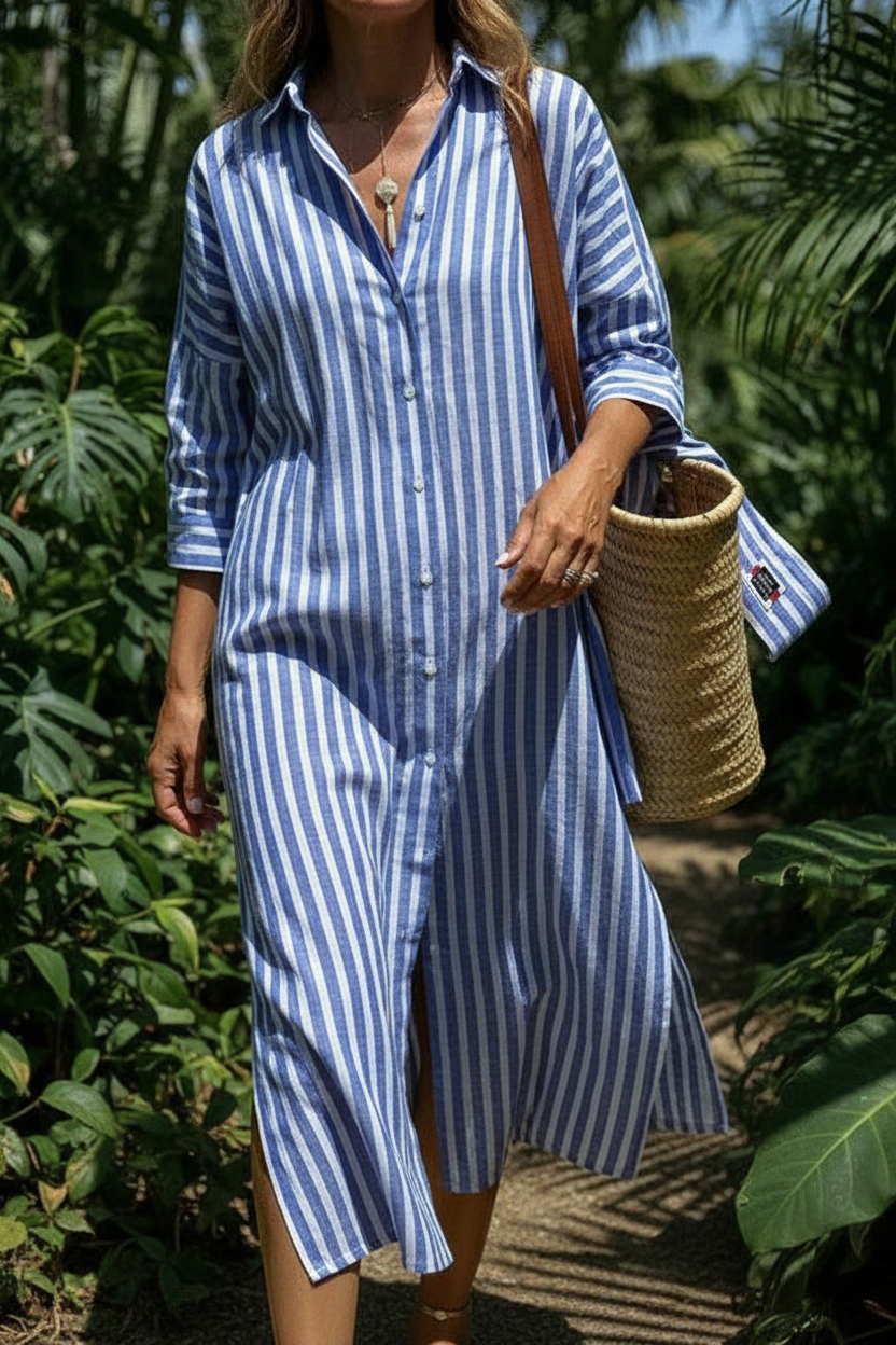 Coastal Stripe Shirt Dress