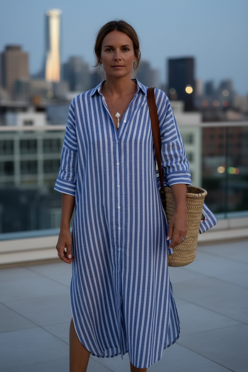 Coastal Stripe Shirt Dress