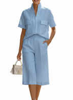 Chic Stand Collar Shirt & Pants Set