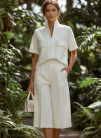 Chic Stand Collar Shirt & Pants Set