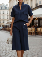Chic Stand Collar Shirt & Pants Set