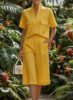 Chic Stand Collar Shirt & Pants Set
