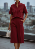 Chic Stand Collar Shirt & Pants Set