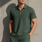 Men’s Breathable Linen Casual Short Sleeve Polo Shirt