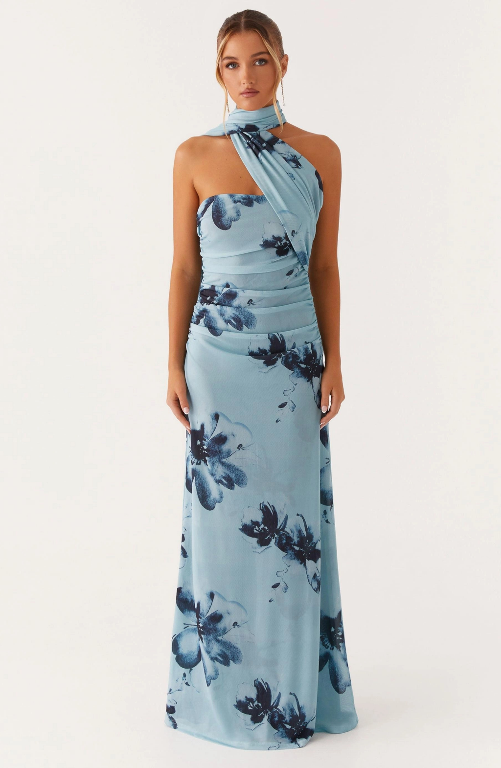Floral print sleeveless bodycon midi dress back view