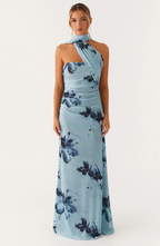 Floral print sleeveless bodycon midi dress back view