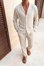 Oatmeal relaxed linen shirt