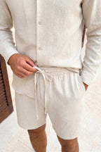 Oatmeal linen shorts