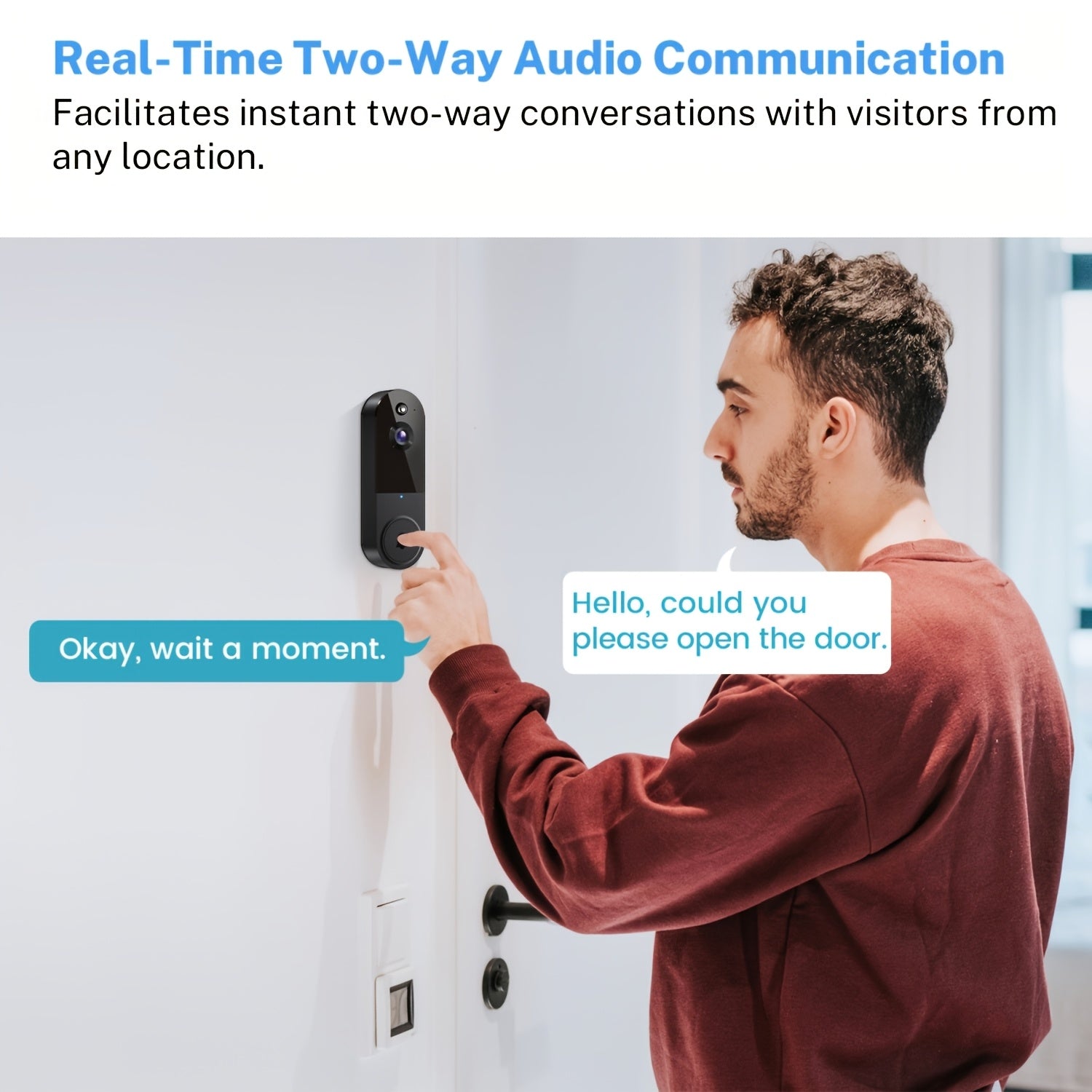 2K WiFi Video Doorbell — Wireless, Night Vision & Two-Way Talk
