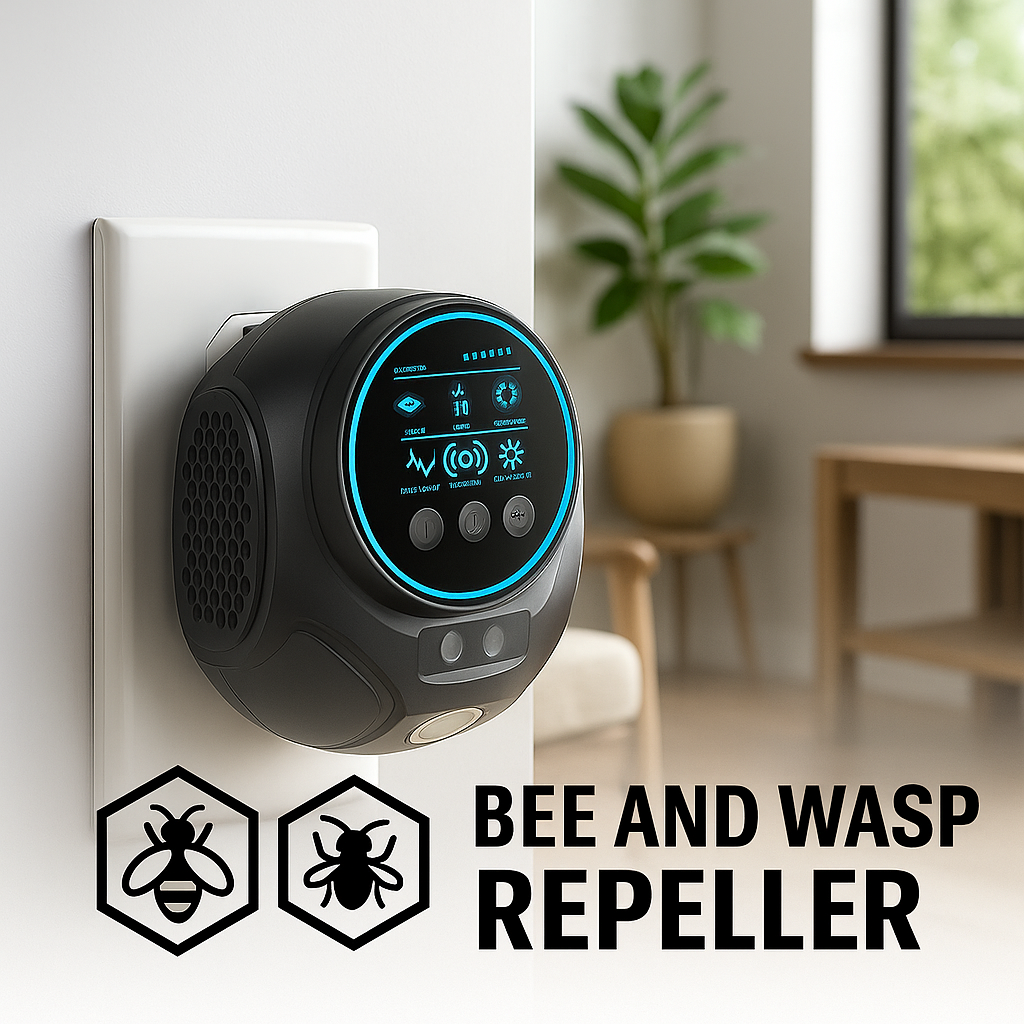 Ultrasonic outdoor bee and wasp repellent device