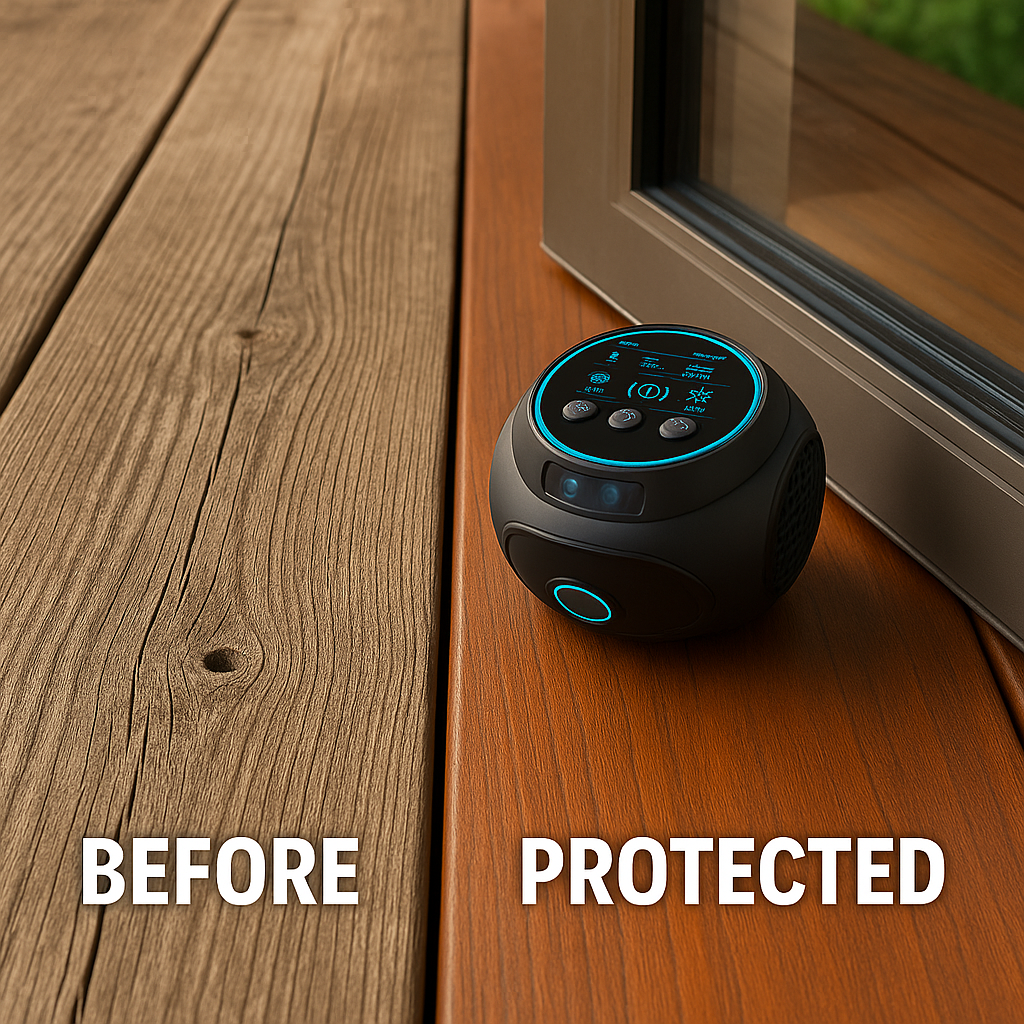 Ultrasonic repellent for deck and outdoor furniture protection