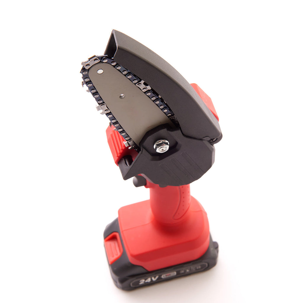 Cordless mini chainsaw side view