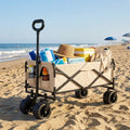 Foldable beach trolley wagon on a beach