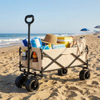 Foldable beach trolley wagon on a beach