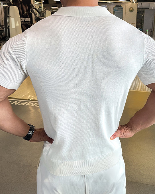 Ice silk short-sleeve polo shirt detail