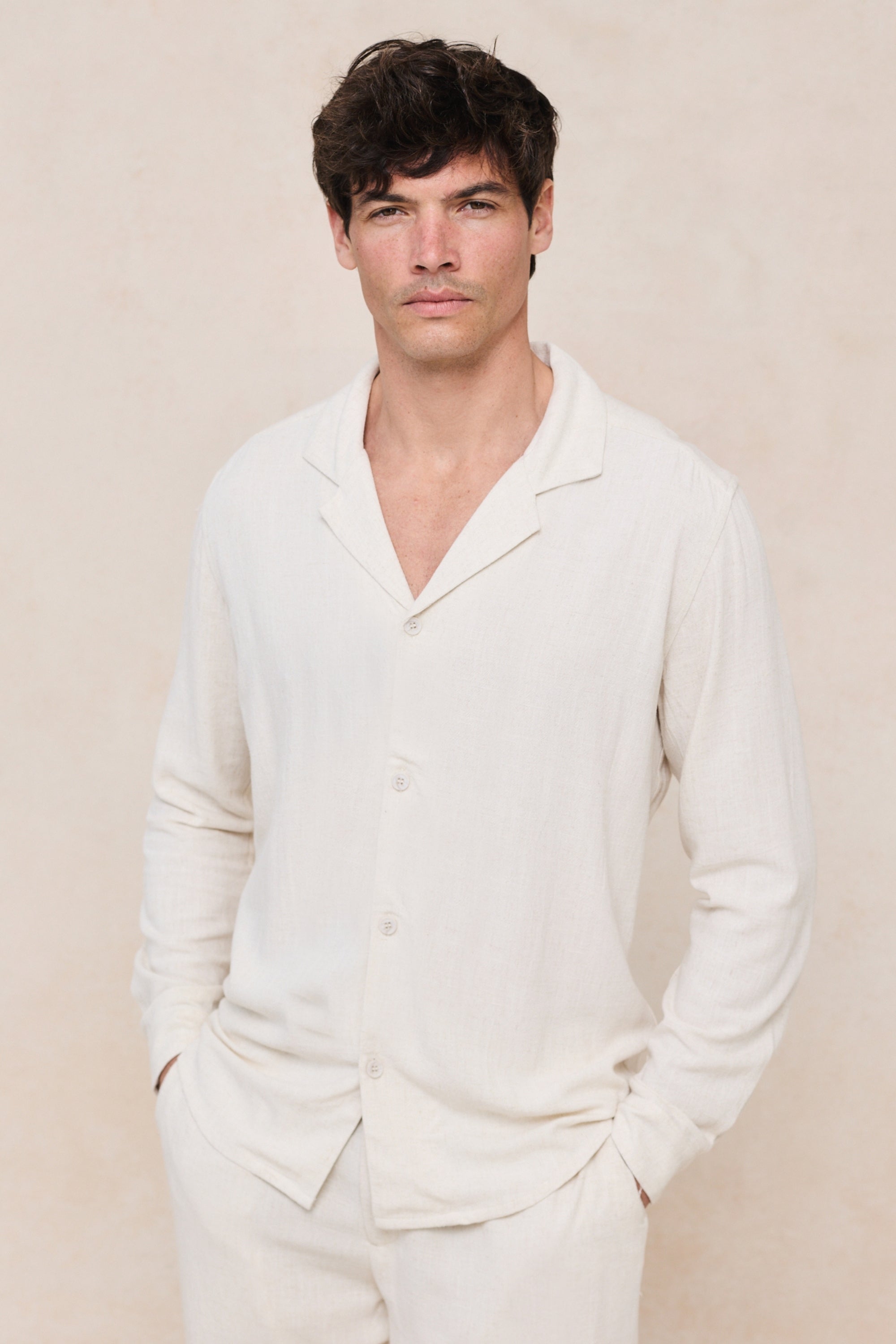 Oatmeal relaxed linen shirt