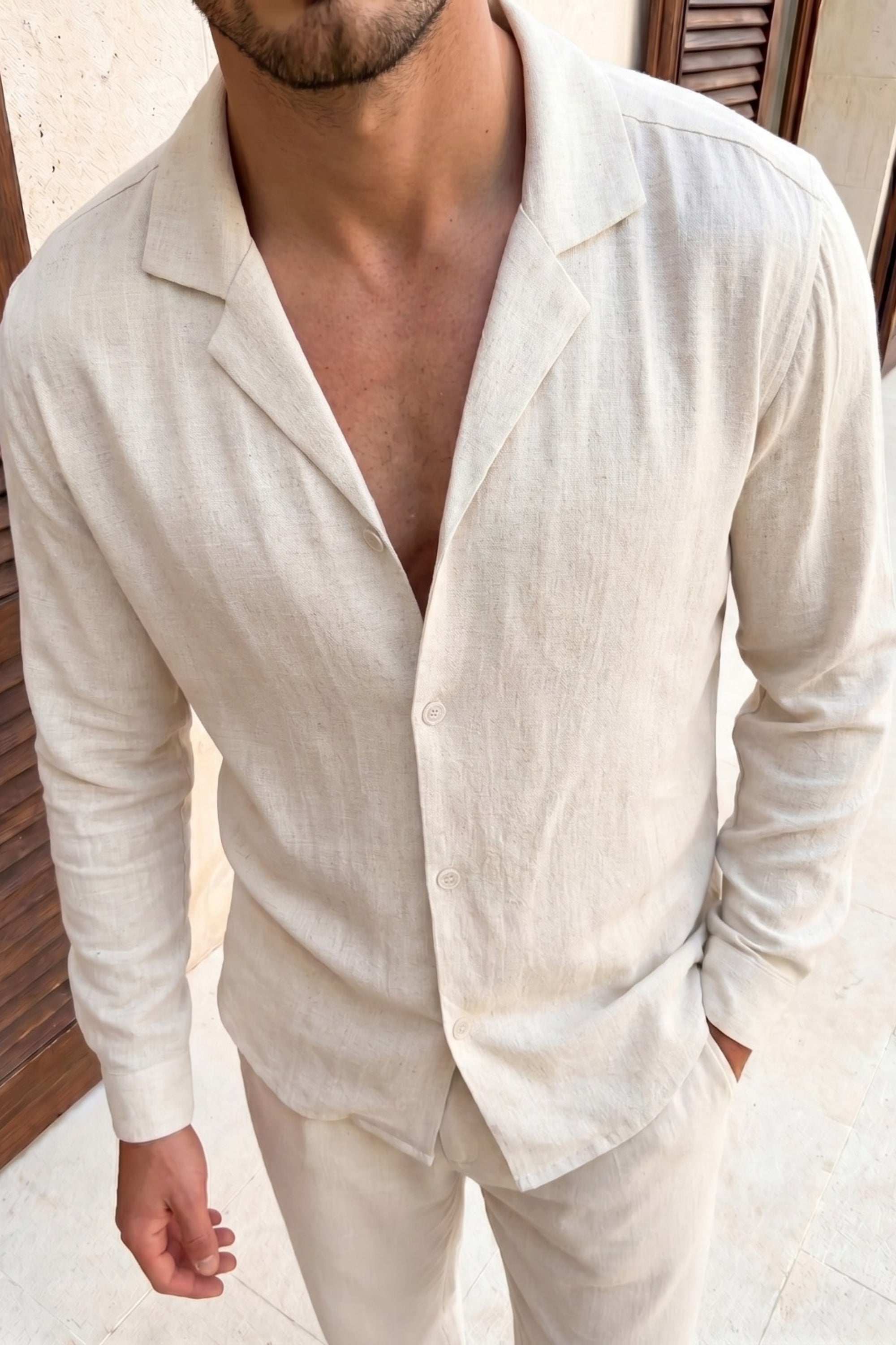 Oatmeal relaxed linen shirt