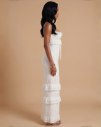 White crochet slim-fit maxi dress