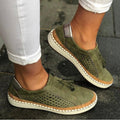 Green cushioned comfort slip-on shoes