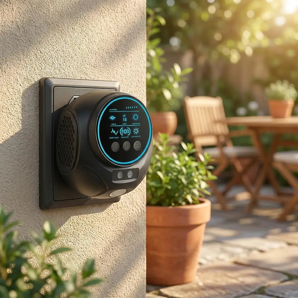 Ultrasonic pest repellent on garden patio