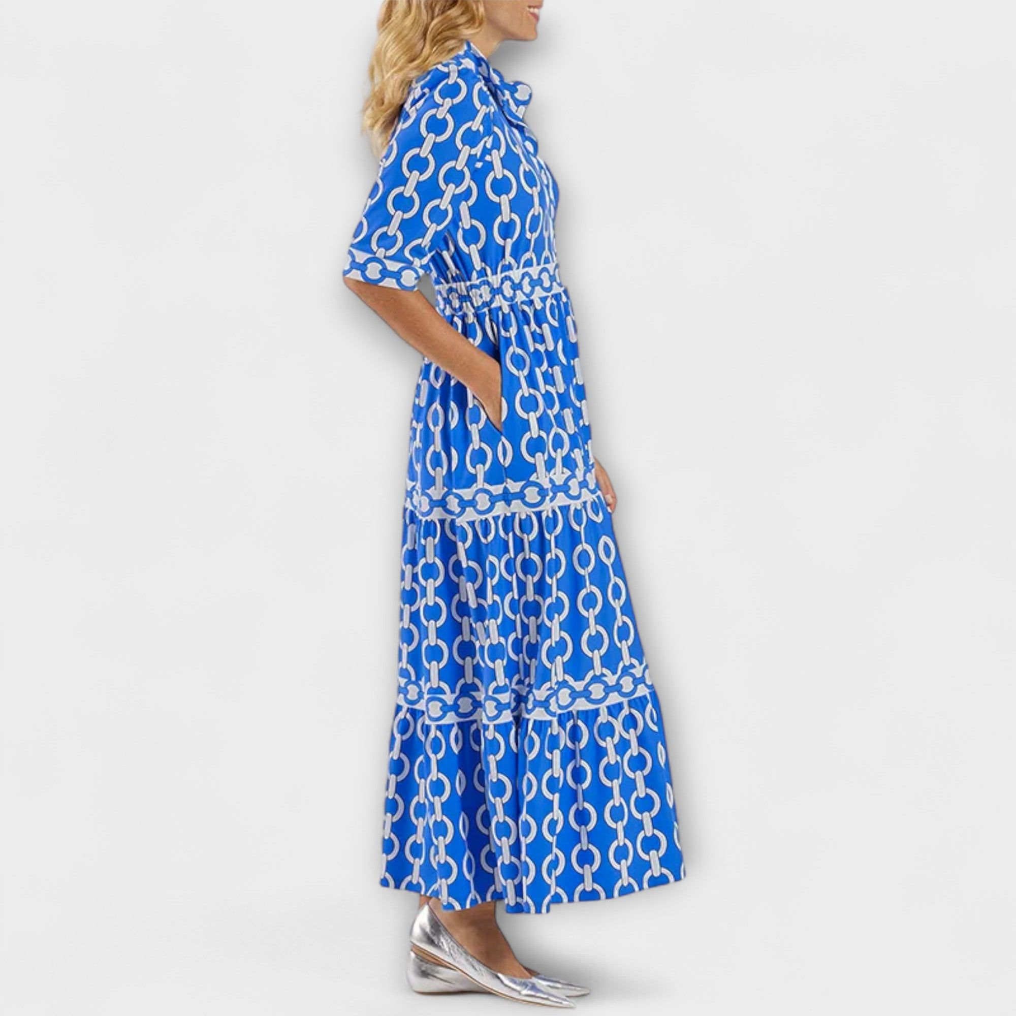 Chain-print midi dress detail