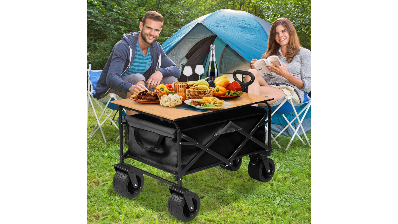 Foldable Garden Trolley Cart - in use