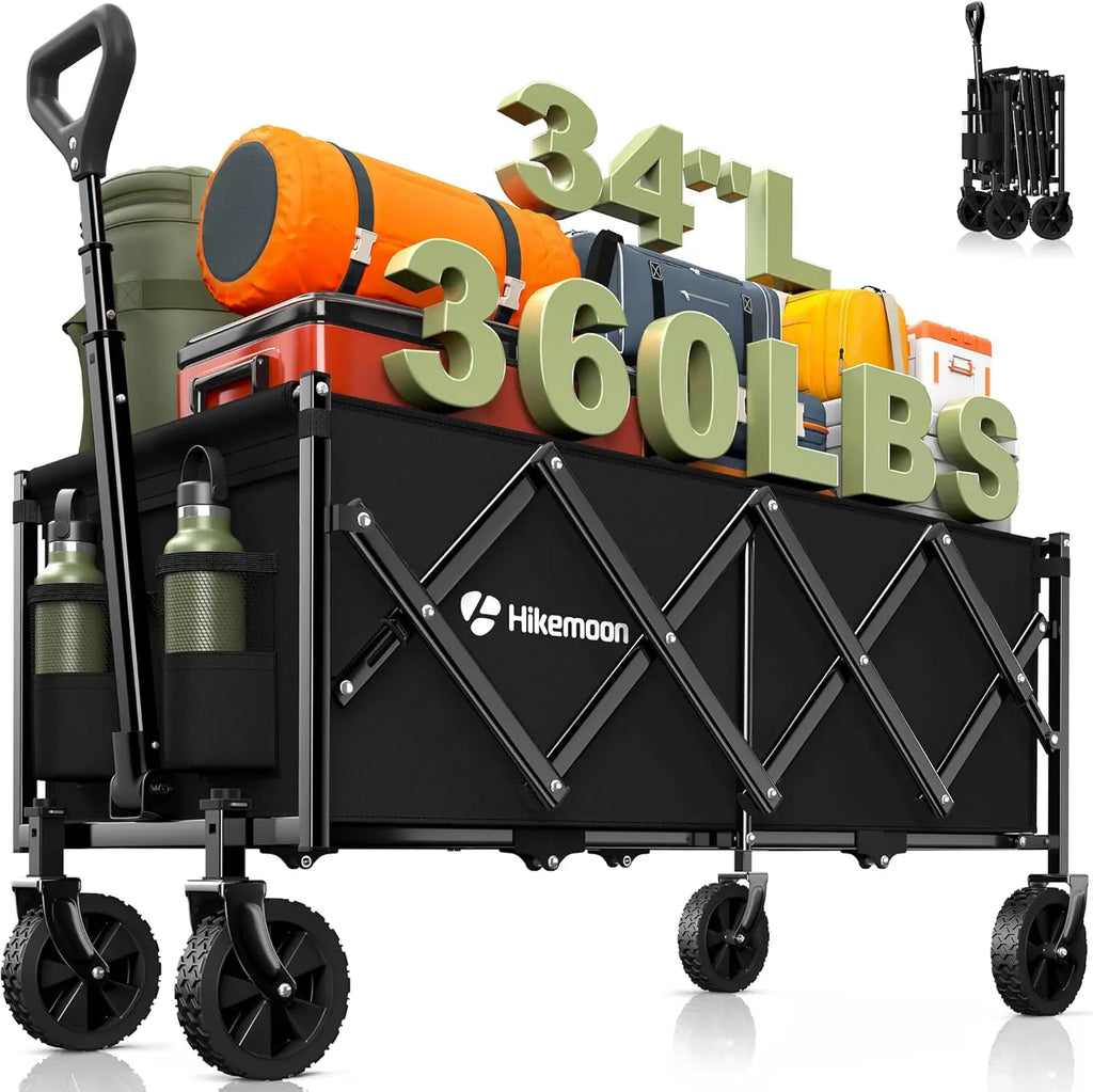 Heavy-duty collapsible folding wagon cart - black