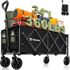 Heavy-duty collapsible folding wagon cart - black