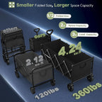 Collapsible folding wagon cart - side view