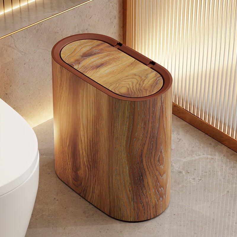 Imitation wood grain trash can